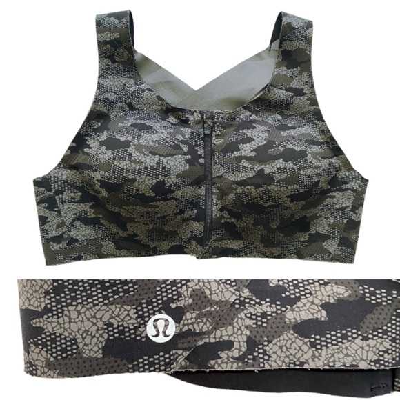 lululemon athletica Other - Lululemon Enlite Bra Zip Front High Support Collage Camo Mini Black 38C